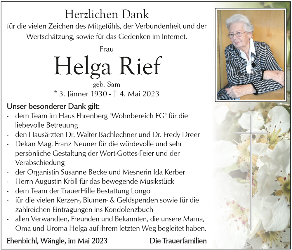 Helga Rief - Bestattung LONGO